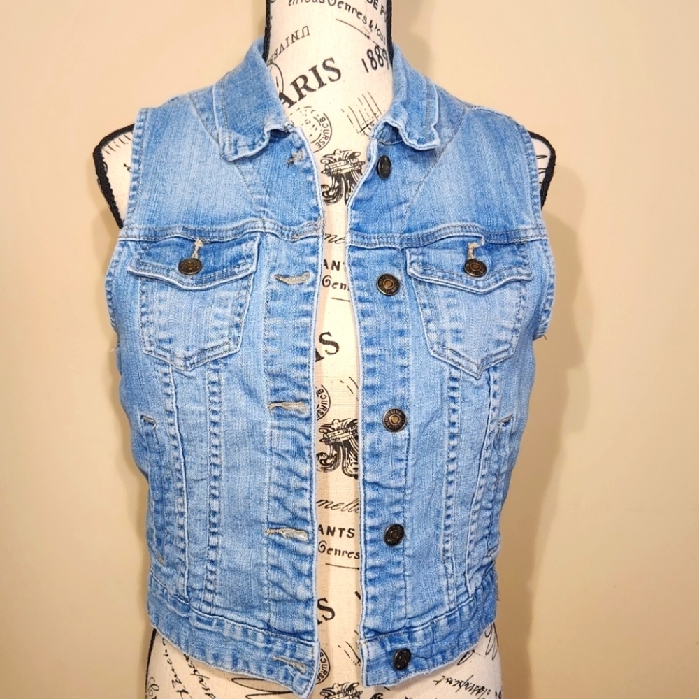 I Love H81 LA, denim vest, size large